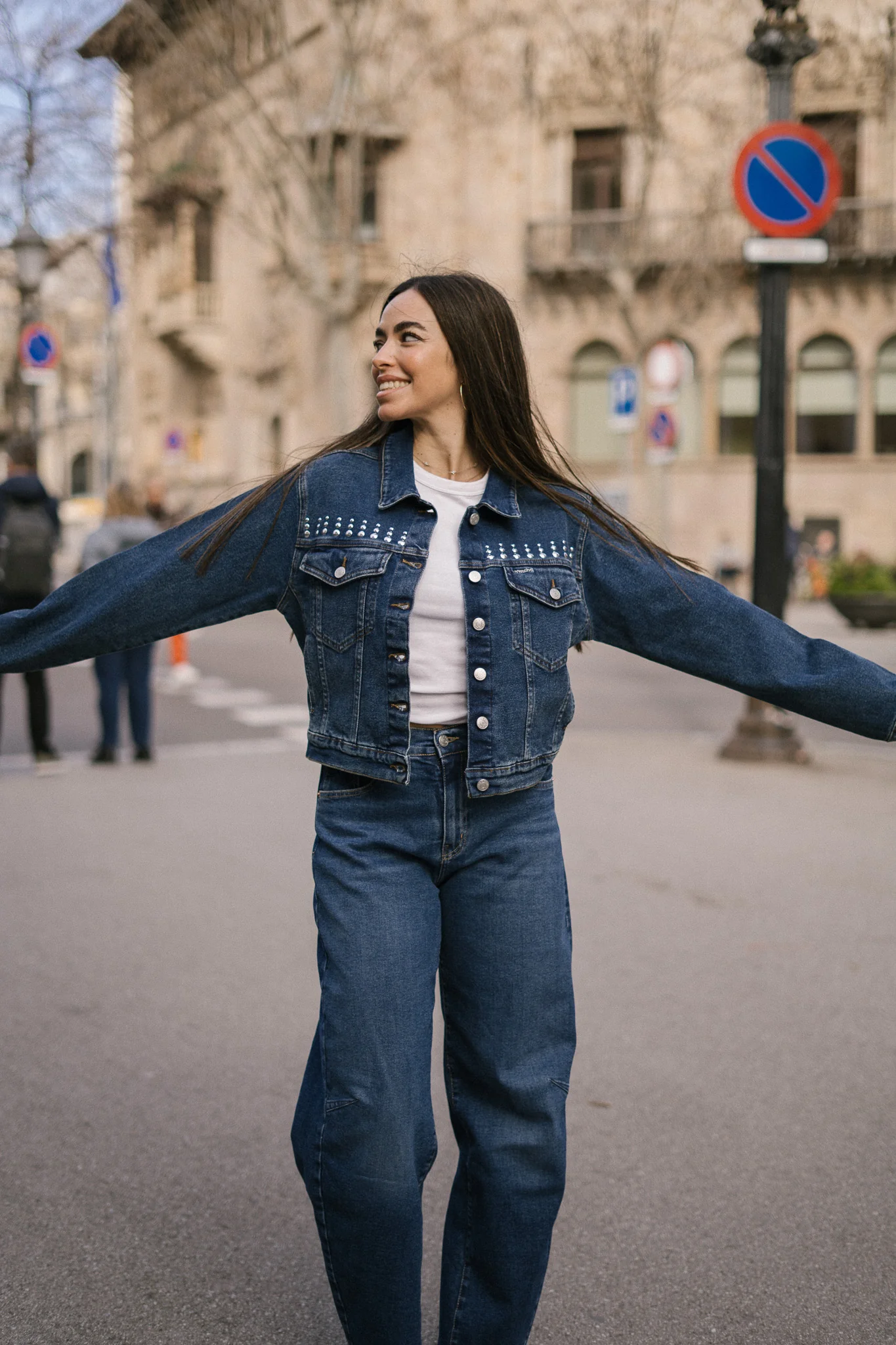 DENIM JACKET TACHAS PLATEADAS - DARK BLUE - Image 3