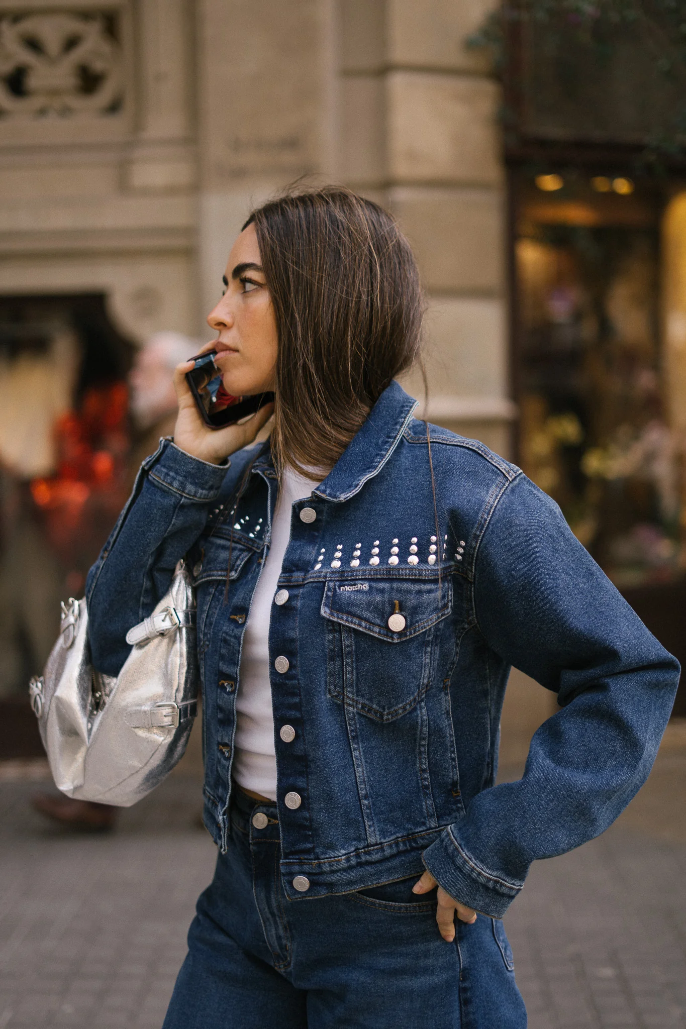 DENIM JACKET TACHAS PLATEADAS - DARK BLUE - Image 5